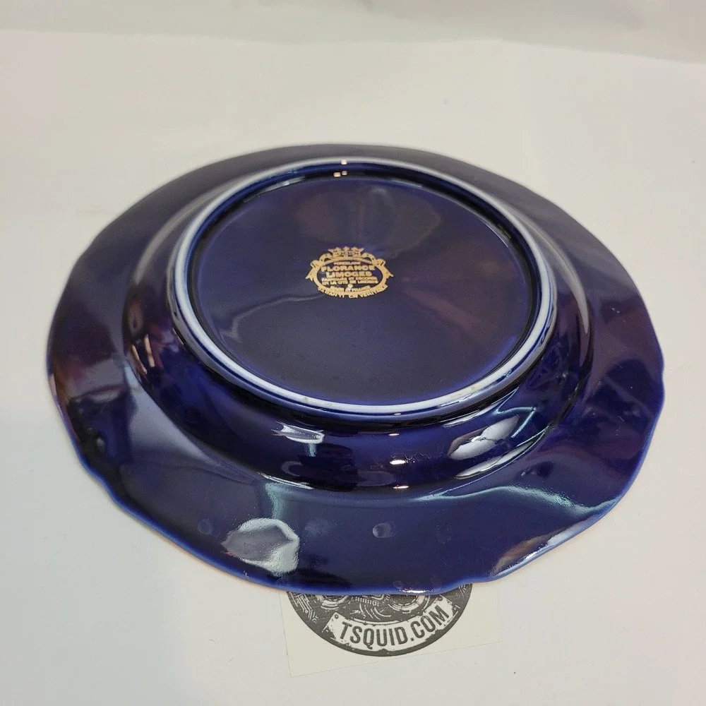 Florance Limoges Souvenir de Paris Plate Cobalt Blue Gold Gilt French Porcelain